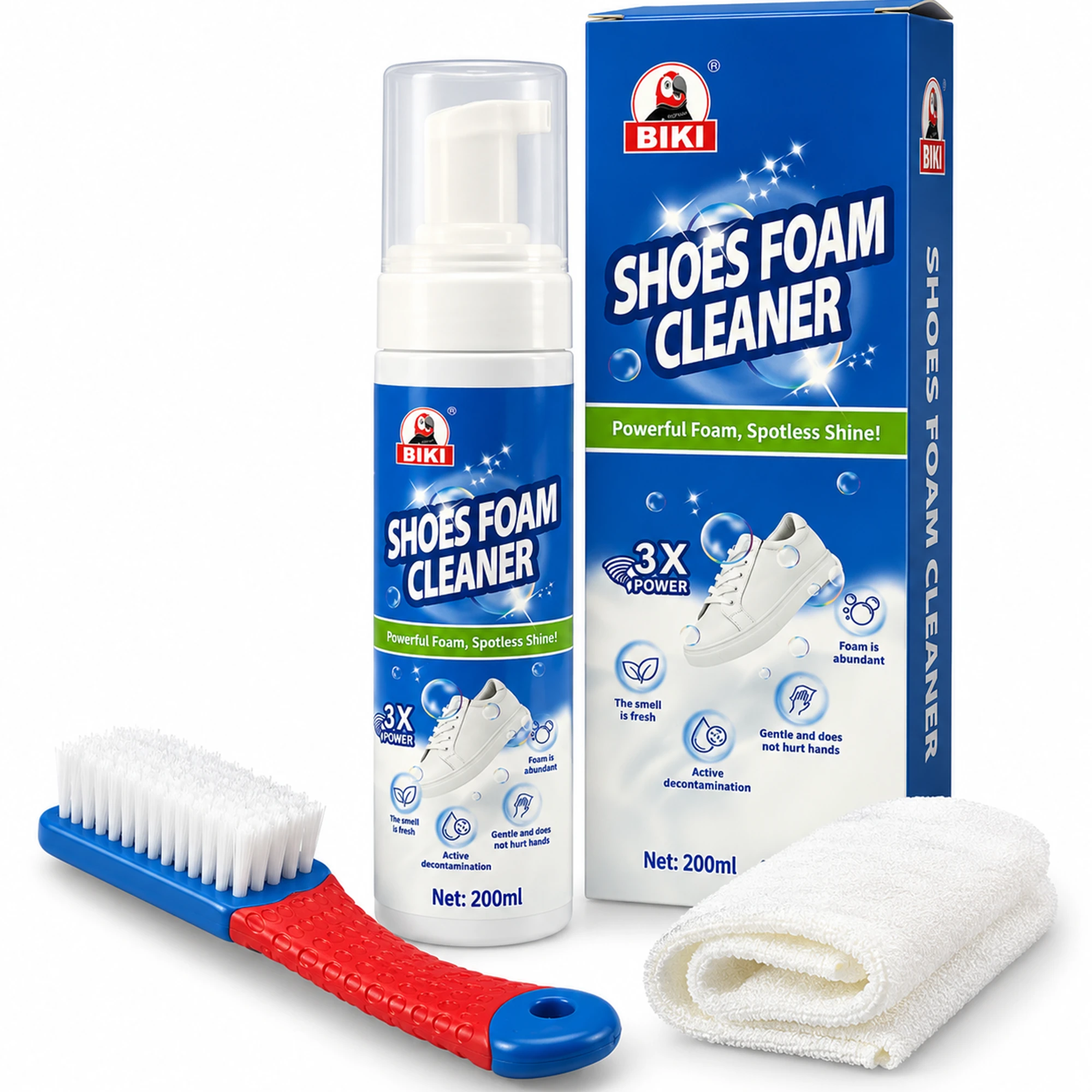 Shoe Cleaner Foam 200ml | White Shoe Cleaning Kit with Brush & Towel