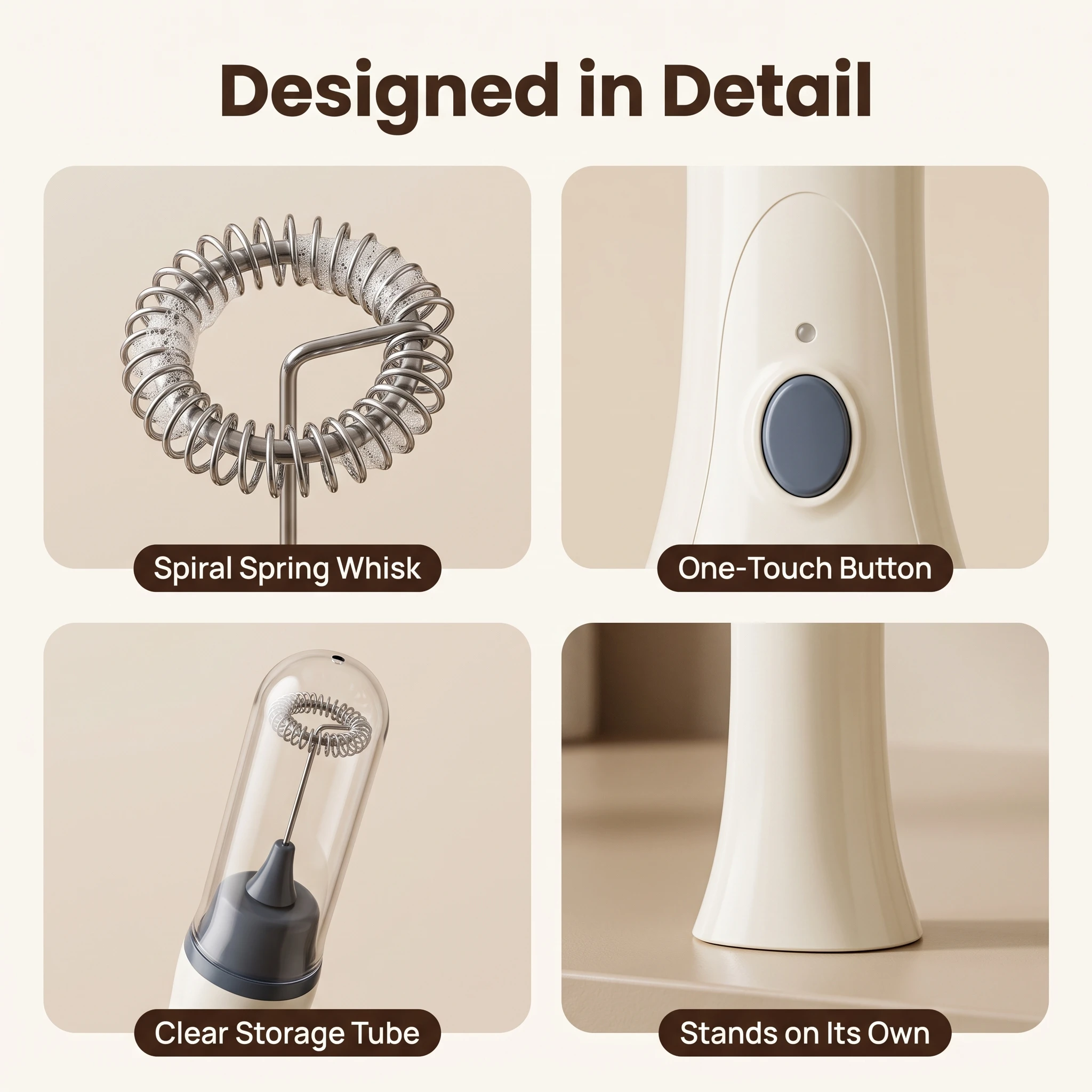 Rechargeable Handheld Milk Frother and Coffee Mixer - Image 3