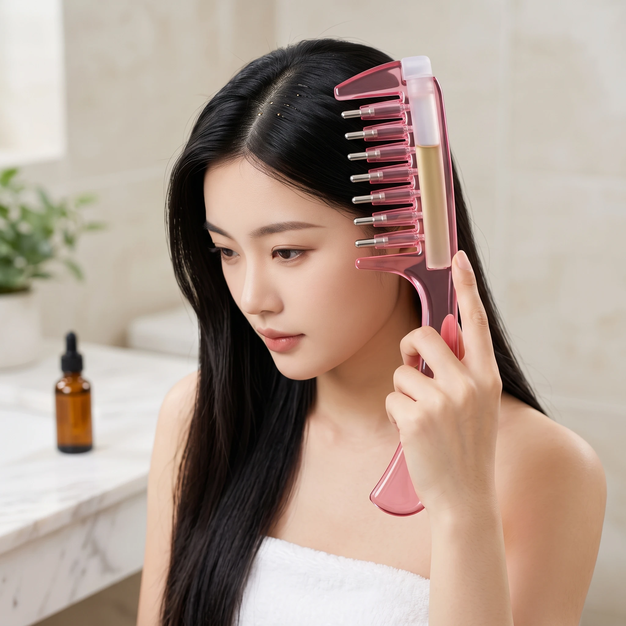 Hair Oil Applicator Comb with Crystal Ball Roller for Scalp Massage - Image 4